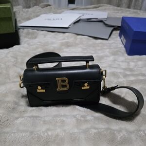 Balmain Small Top Handle Bag in Black with Gold Hardware